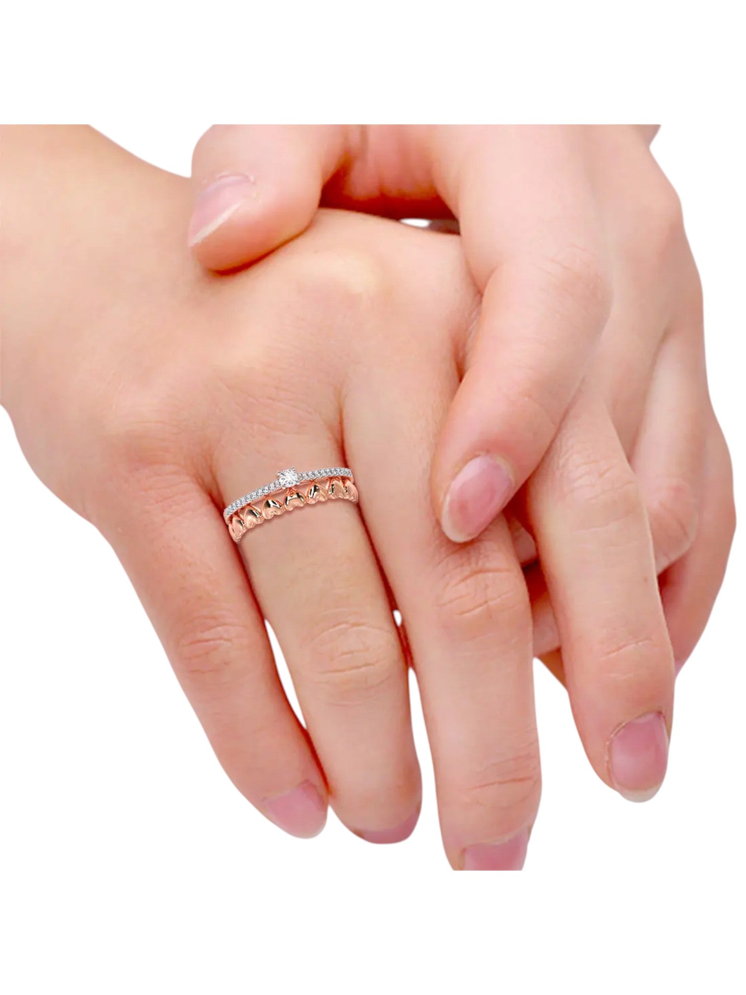 Sparklers Stackable Sterling Silver Rose Gold Plated CZ Stone Light Weight Ring For Women By Kesardeep Impex